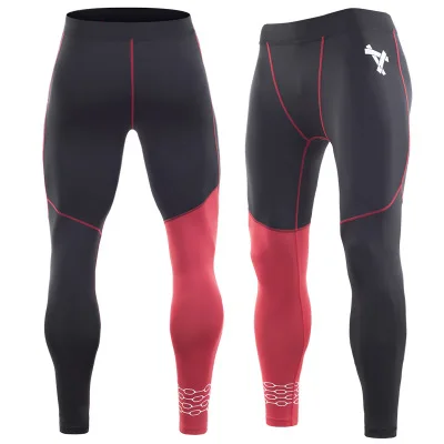 Black-Red Мужские колготки, спортивные штаны для мужчин, спортивная одежда, компрессионные штаны, мужские спортивные штаны, брюки для фитнеса, мужские леггинсы, мужские Леггинсы для спортзала - Цвет: Black-Red