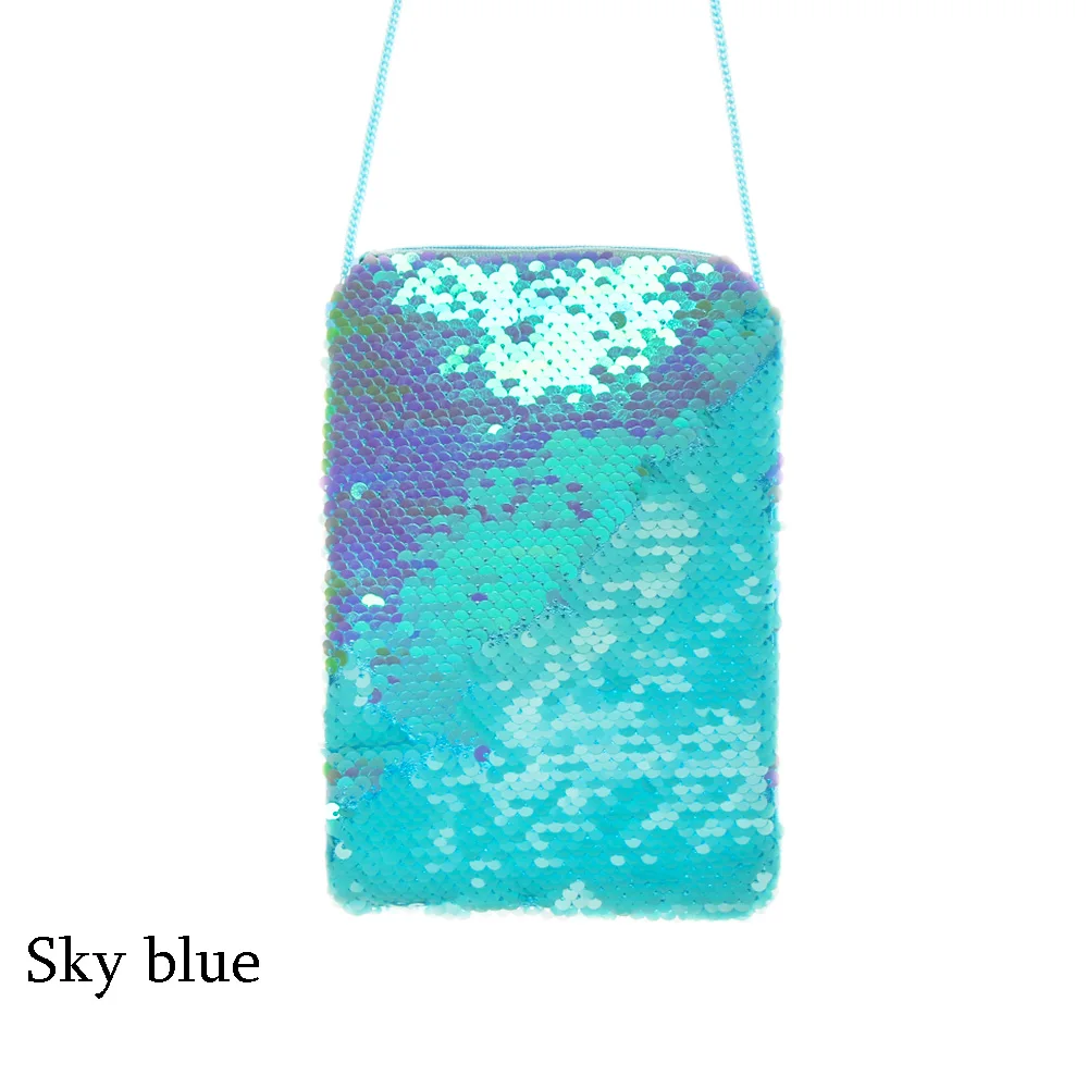 sky blue Модная женская сумка-мессенджер для девочек, блестящая мини сумка через плечо, держатель для ключей, наушники для хранения, изменение денег, подарок для детей - Цвет: sky blue