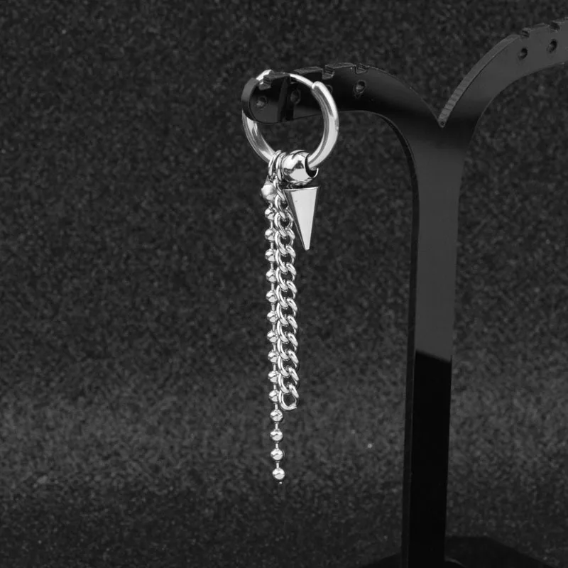 Модные мужские серьги в стиле панк с кисточками длинная цепочка подвеской