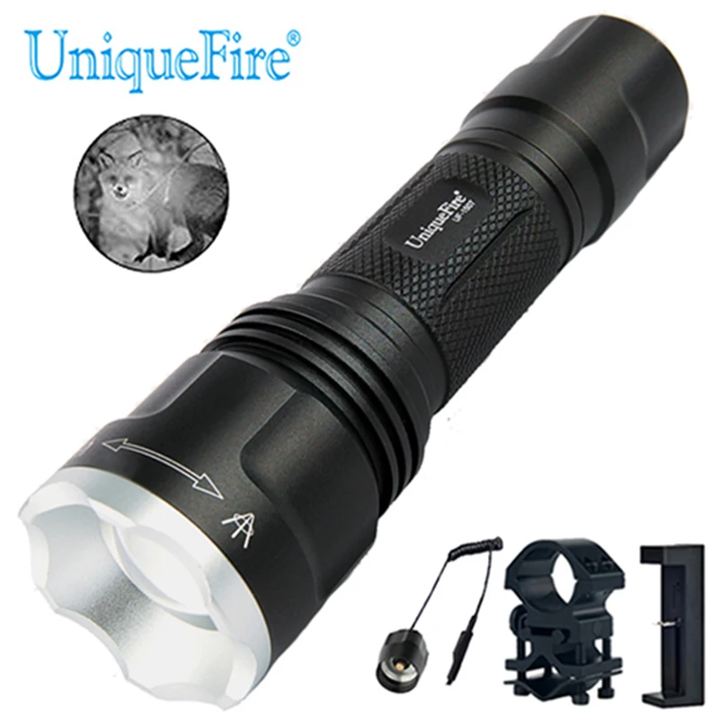 

UniqueFire 1507 IR 940NM светодиодный фонарик 3 режима Мини-лампа с USB зарядным устройством, дистанционный переключатель, крепление для прицела для охо...