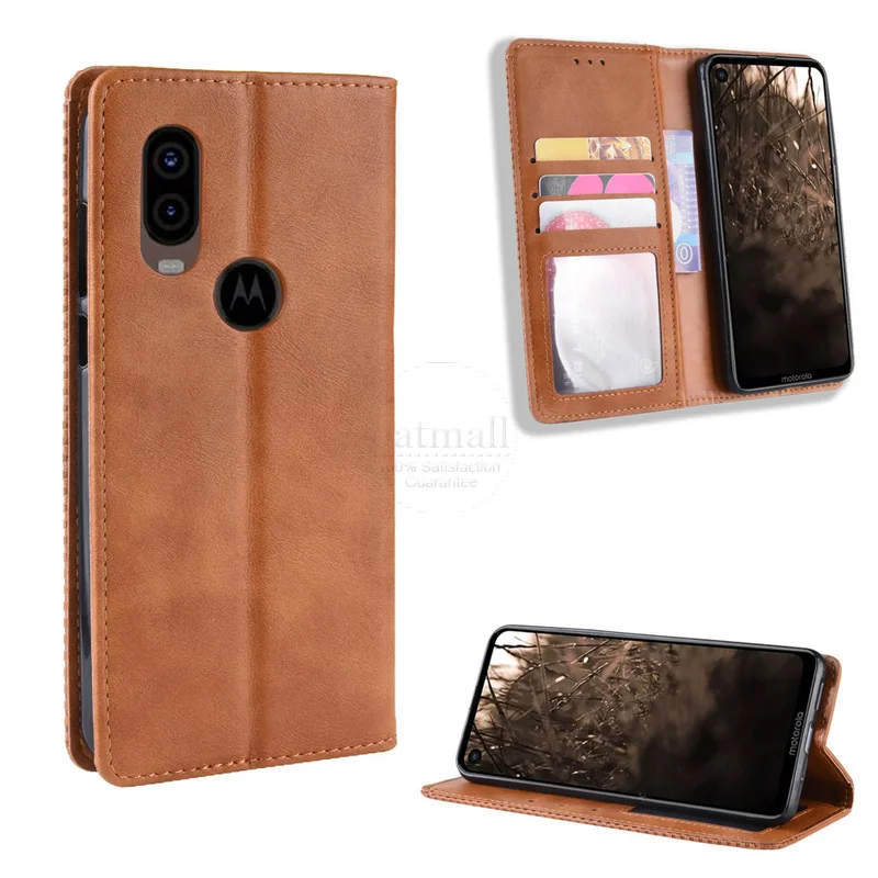 Роскошный Ретро Тонкий магнитная кожа флип чехол для Motorola Moto One Vision чехол книжка чехол-подставка мягкий чехол для телефона сумки