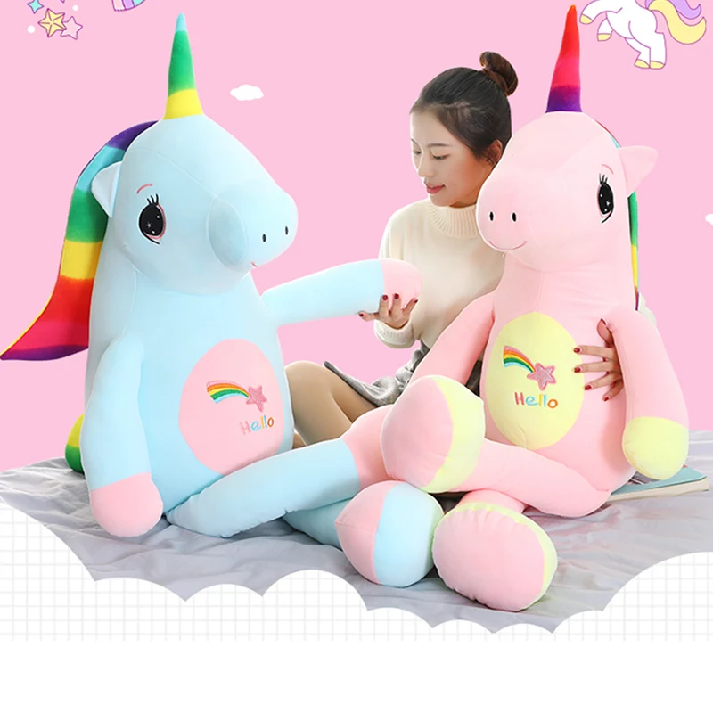 

55cm 80cm 110cm 140cm unicorn plush toy big huge unicorn pillow stuffed animal soft doll kids toys birthday Christmas gift