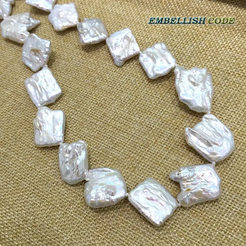 Новый вид большой размер неровный ромбовидный жемчуг Кеши блестящий белый цвет