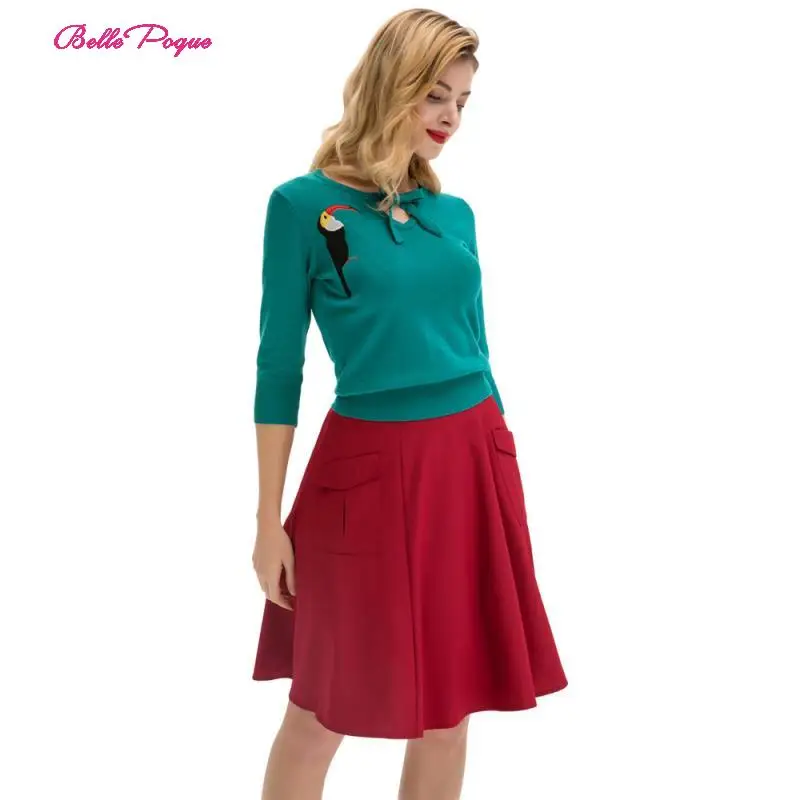Женский свитер Belle Poque винтажный пуловер в ретро стиле с рукавом 3/4 и вырезом