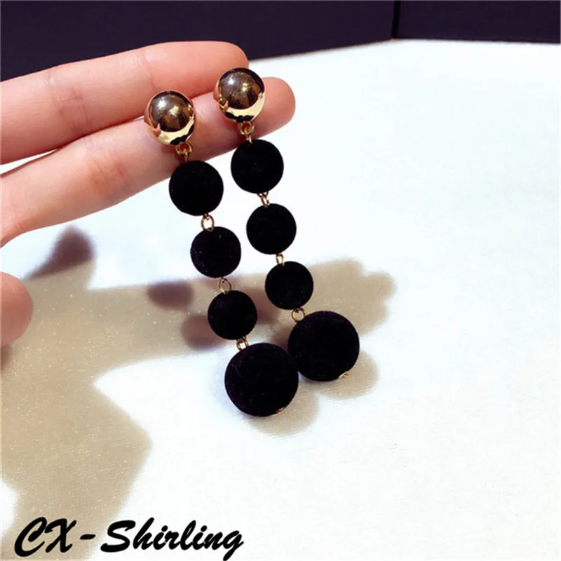 CX-Shirling качественные длинные серьги большого размера, женские этнические богемные висячие серьги, черные и белые серьги с шариками