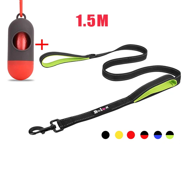 Green with Dispenser 5ft собачий поводок сверхмощный поводок с 2 мягкими ручками крепкие тренировочные поводки для маленьких больших собак поводки для собак K9 - Цвет: Green with Dispenser