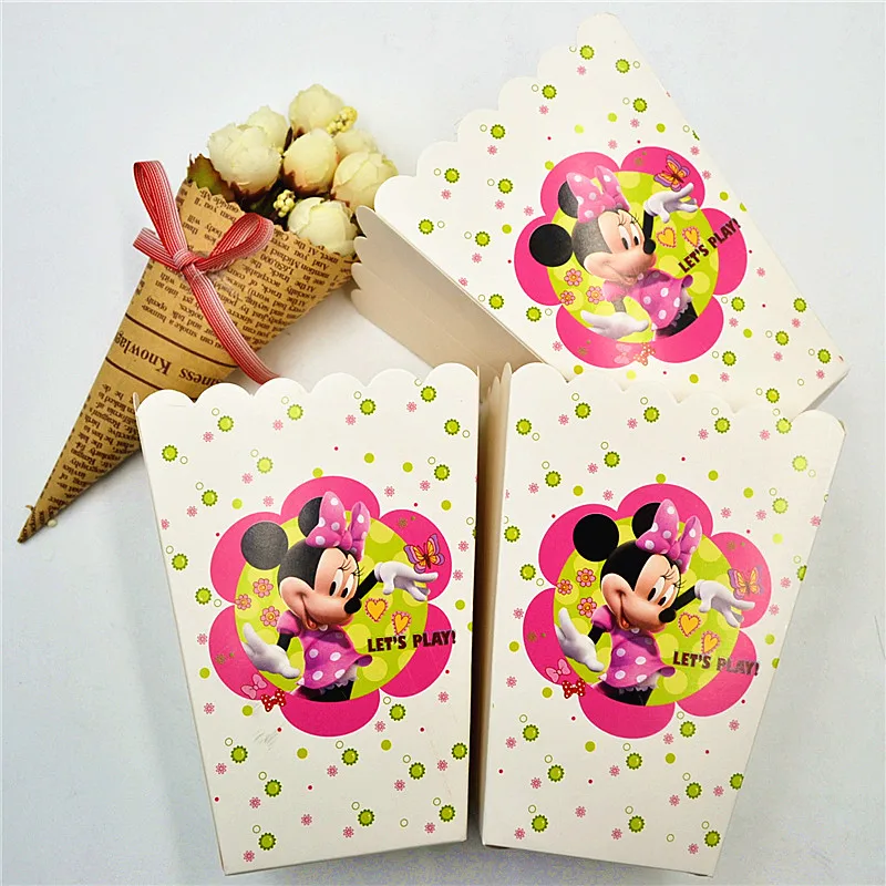 6 шт./компл. забавная Минни Маус товары для дня рождения попкорн коробка чехол