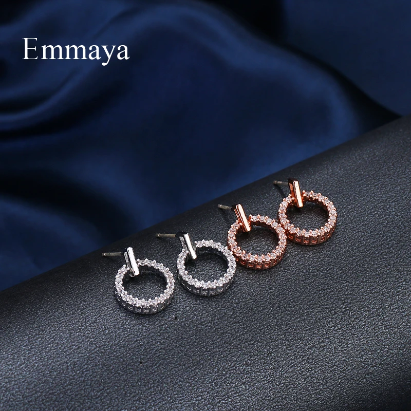 Женские серьги Emmaya круглые из белого кубического циркония два