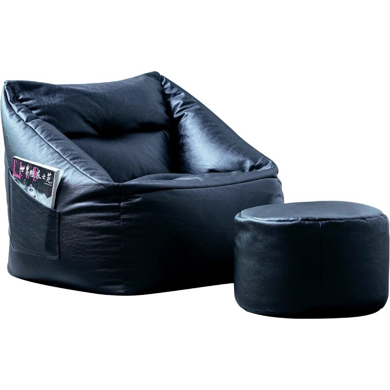 Мешок для сидения-диван с наполнителем, отдыхающий пуф из микрофибры и искусственной кожи, ленивый татами.