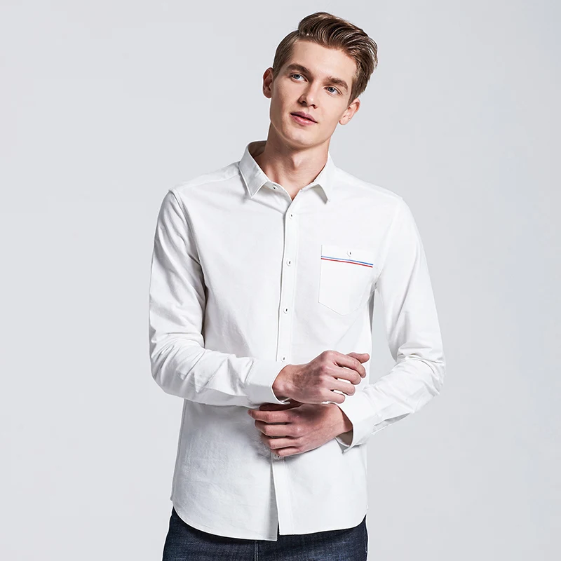 Pioneer Camp New Spring long sleeve casual shirt men brand-clothing social male top quality cotton dress ACC705068 | Мужская одежда
