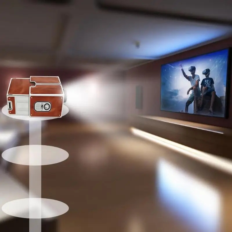 DIY Cardboard Smart Phone Projector TV Screen Amplifier Mini Theater Cinema Novel Entertainment Gifts For Student Friends Staff