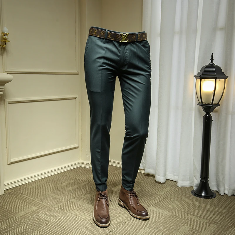 Лето 2019 деловое мужское платье брюки для жениха темно зеленые Костюмные 29 36