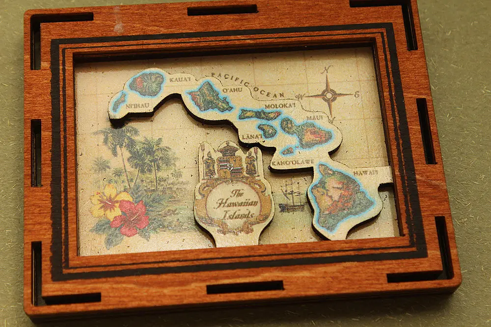 Туристическая карта США Гавайская сувенир большой деревянный магнит на