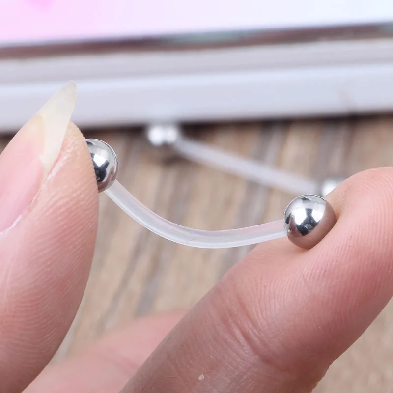 Стальной стержень УФ мячик ПТФЭ био гибкий 14 г пирсинг для пупка беременных