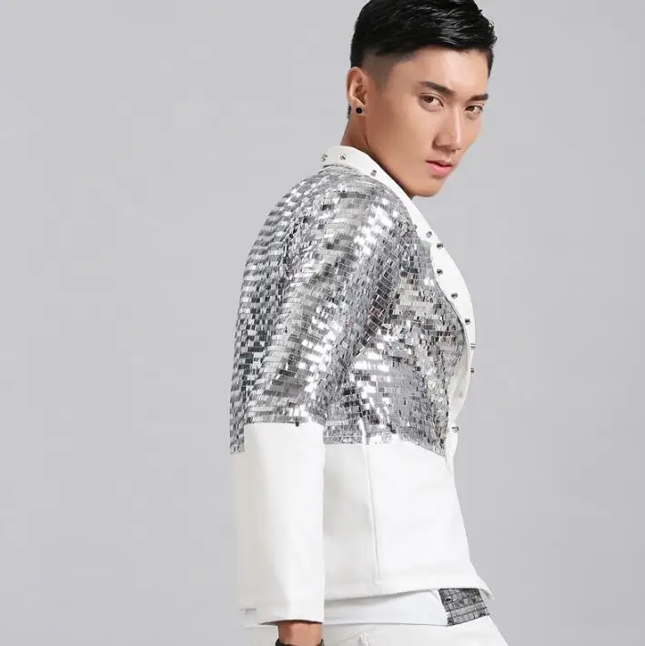 Мужские кожаные костюмы Дизайнерские Сценические terno для певиц мужской