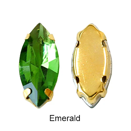 Emerald Конский глаз, красивые стеклянные хрустальные пришивные стразы с золотым клешом, много цветов, Стразы для одежды B3544 - Цвет: Emerald