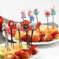 ceramics silicone fork spoon cartoon food cute kitchen accessories eco friendly petisco tenedor fruta lunch picks for kids 647