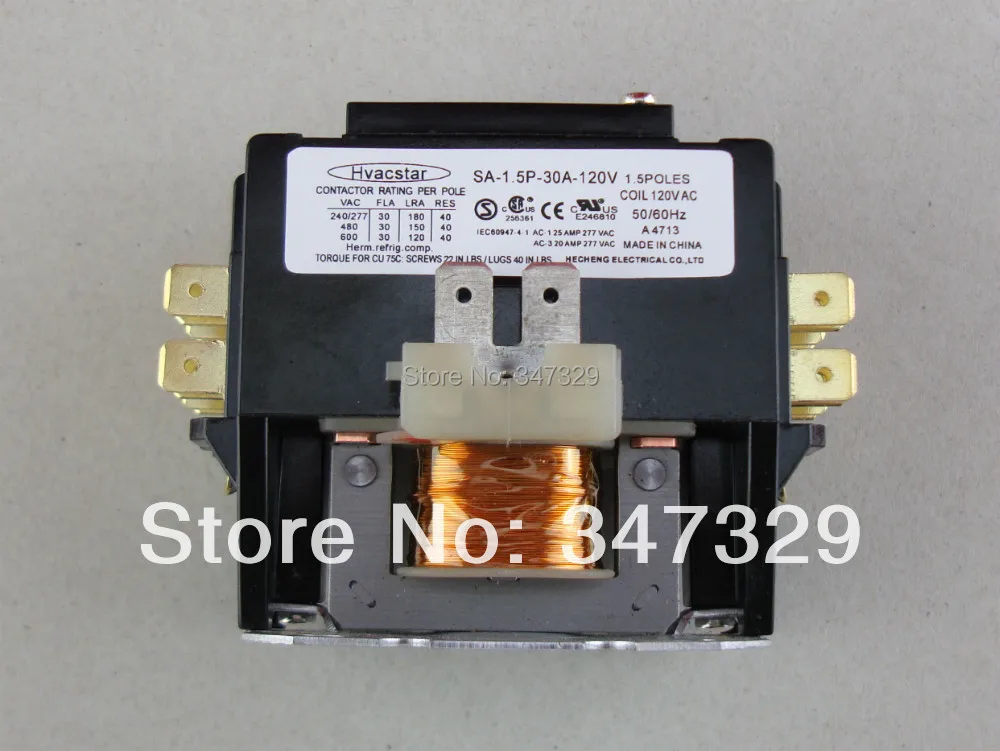Hvacstar SA-1.5P-30A-120V 1 5 Pole 30FLA 120V AC Coil контактор определенного назначения DP |