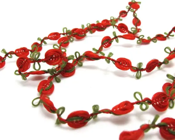 5 ярдов красный цвет тканая лента Rococo отделка | Декоративная Цветочная Материалы