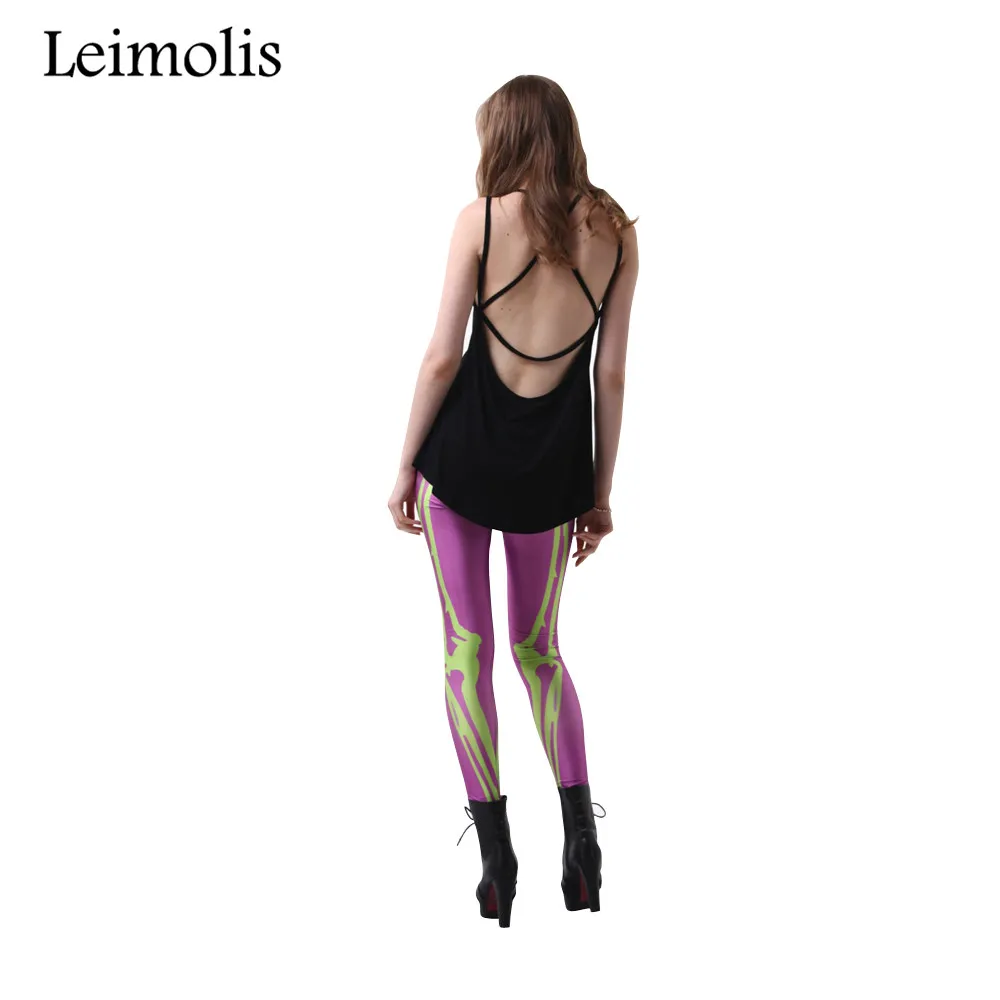 Leimolis, 3D принт, для фитнеса, пуш-ап, для тренировок, леггинсы для женщин, готический стиль, 5 X ray, скелет размера плюс, высокая талия, панк-рок штаны