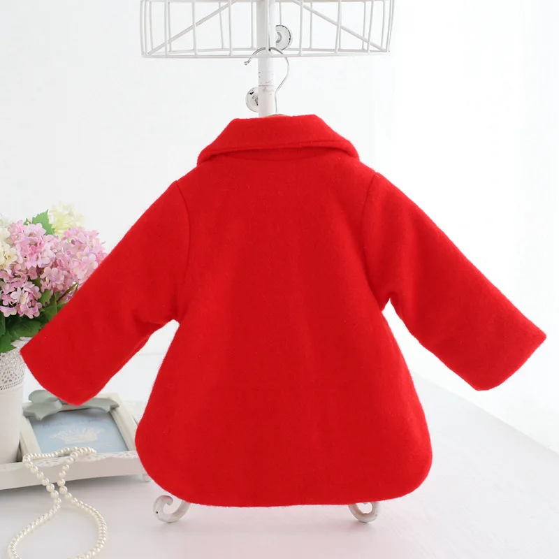 Пальто для маленьких девочек зима 2017 года однобортное детское шерстяное пальто с