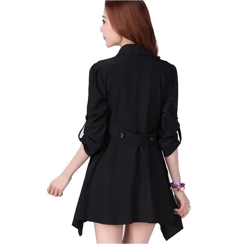 Zogaa Office Women Coat open stich Work Wear Trench Peach 3/4 sleeve Womens' Autumn and Winter Pure Color outware Plus Size | Женская