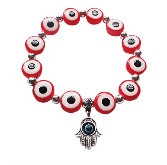 Hot New Fashion Mixed Color Lucky Bracelet Blue Evil Eye Round Beads Wearing rope Bracelets With Hamsa Hand Protection Women D14 | Украшения