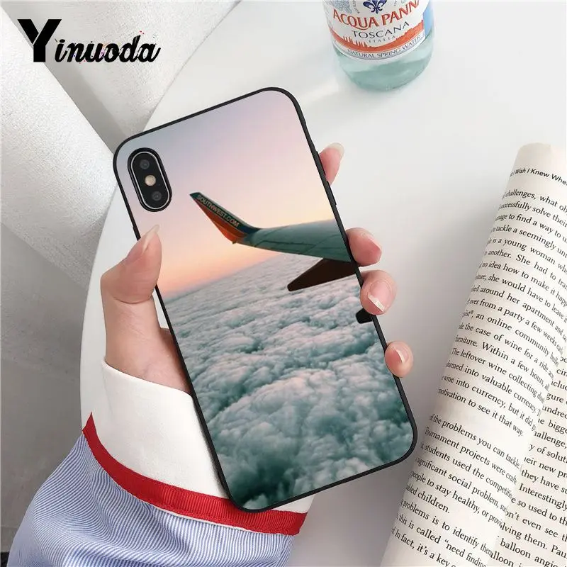Yinuoda самолет взлет полета черный мягкий корпус телефона чехол для iPhone X XS MAX 6 6S 7 7plus 8 8Plus 5 5S XR Fundas Capa