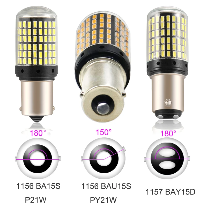 1 шт. светодиодный 1156 P21W BA15S PY21W BAU15S CanBus автомобильная лампа без ошибок 2400Lm сигнал