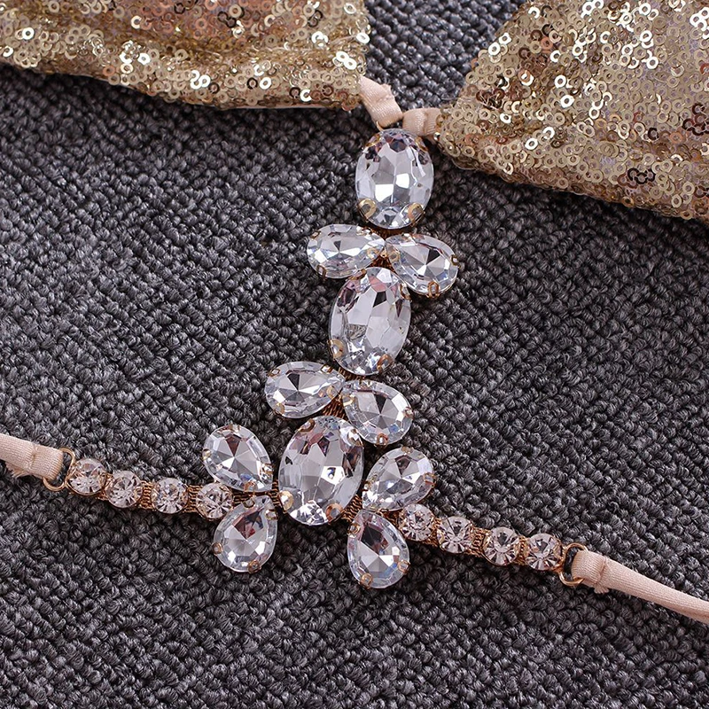 

Crystal triangle bikini 2021 new biquinis Sequin halter bathing suit women bathers Push up swimsuit separate sexy swimwear new