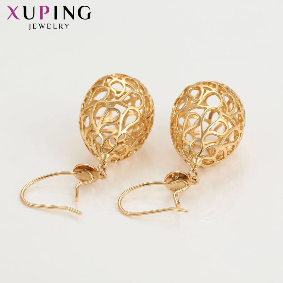 Изысканные серьги капли Xuping элегантная круглая форма золотого цвета для женщин