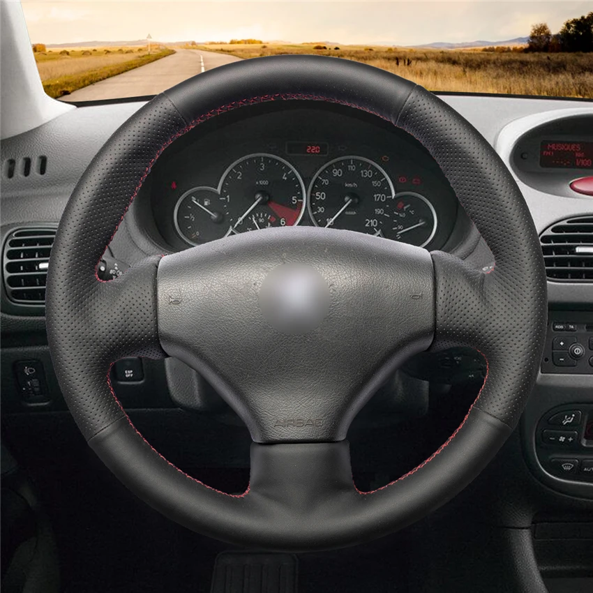 MEWANT черный чехол рулевого колеса автомобиля из искусственной кожи для Peugeot 206