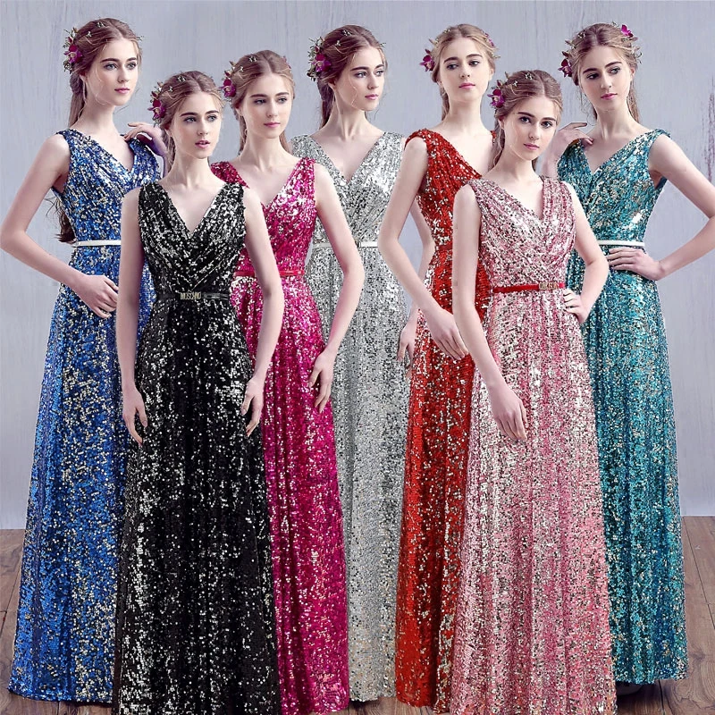 SSYFashion роскошное вечернее платье невесты вечерние Длинные блестками тонкий