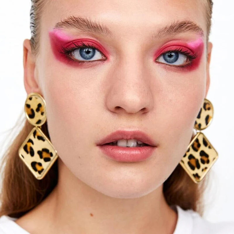 Модные леопардовые висячие серьги имитация змеиной печати Геометрические