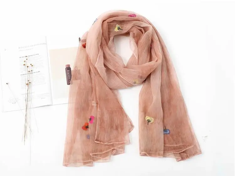 

2018 new style women summer silk long scarf flower print soft shawl