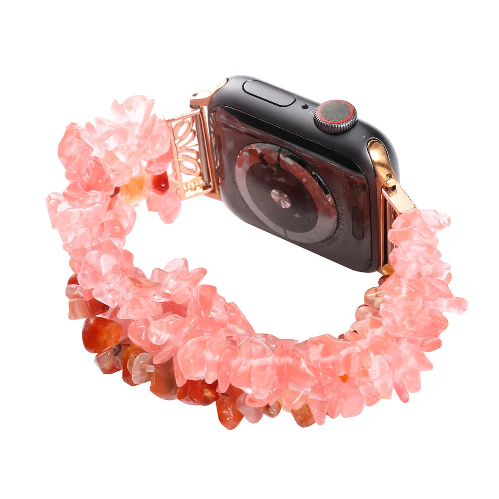 Дизайн форма камня бусины браслет для наручных часов Apple Watch, версии 5 4 3 2 1 Для женщин девочек ремешок для наручных часов iWatch, 40/44/38 мм/42 мм