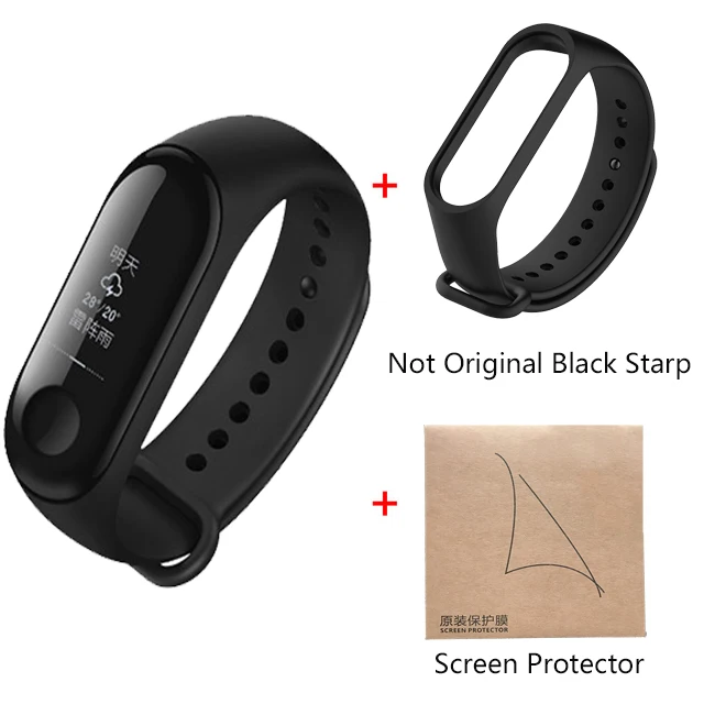 add black starp Xiaomi Mi Band 3 Miband 3 фитнес-трекер монитор сердечного ритма 0,78 ''OLED дисплей тачпад Bluetooth 4,2 для Android IOS - Цвет: add black starp