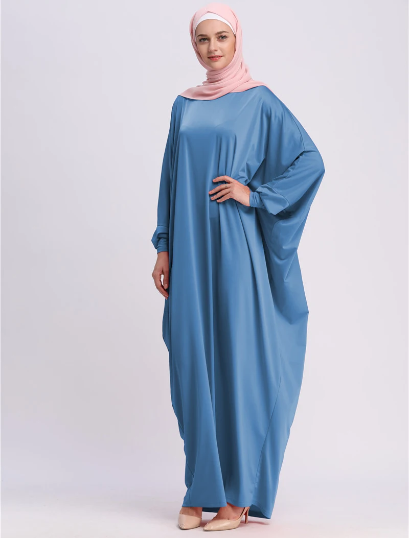 Women Muslim Dress Patchwork Long Batwing Sleeve Asymmetrical Plus Size Jilbab femme musulmane Dubai Turkish Islamic Clothing |