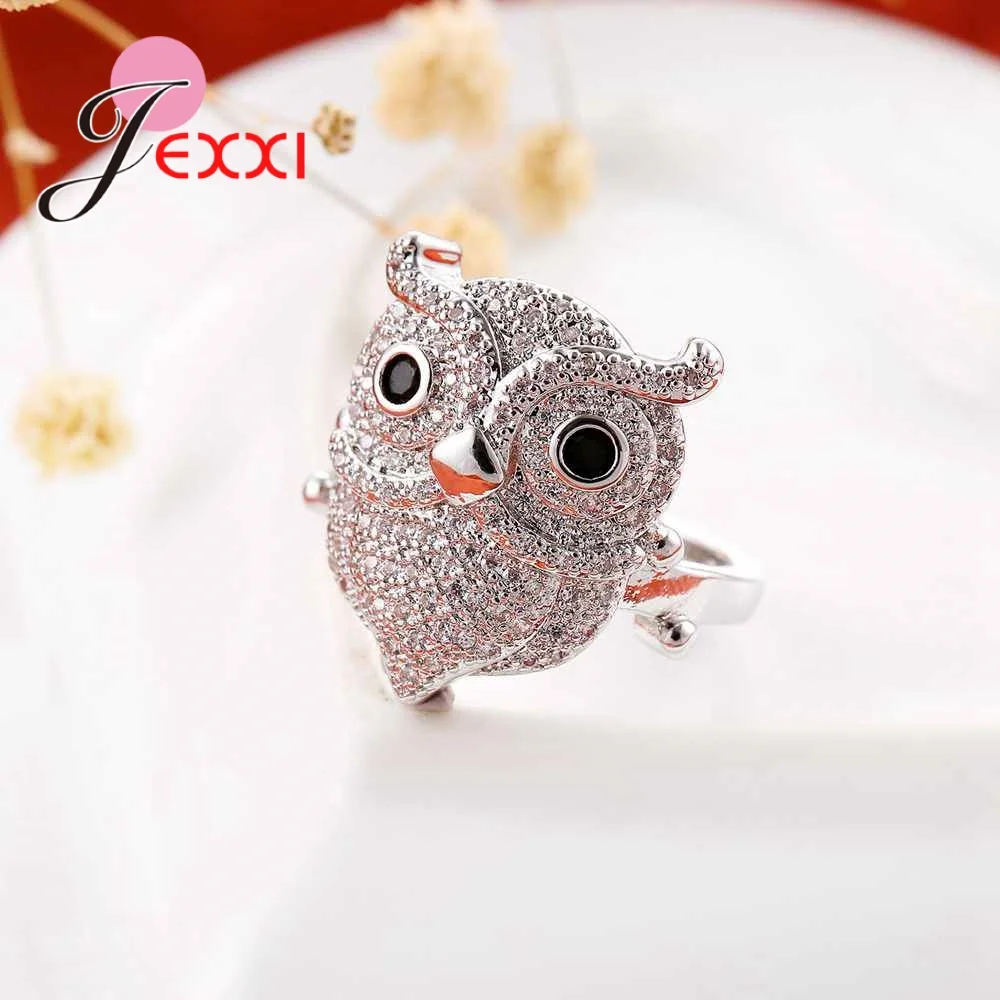 Женское кольцо с фианитом из серебра 925 пробы|crystal rings for women|owl ringcrystal ring |