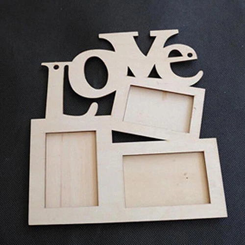 Деревянный DIY фоторамка полые любовные буквы Семья фото держатель для хранения