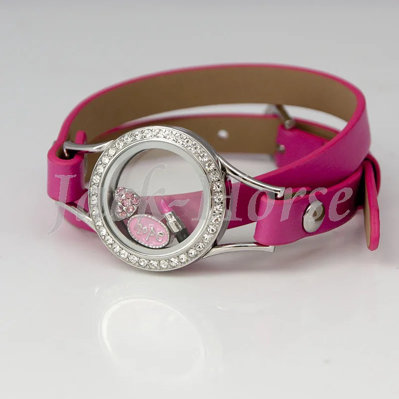 Водонепроницаемый плавающий браслет из нержавеющей стали|floating charm bracelet|leather