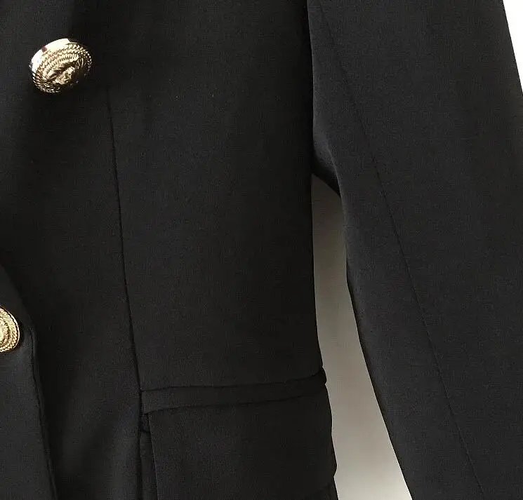 

2021 New Fashion Black Blazer Dress Style Women Slim Fit Long Elegant Runway Designer Luxury Double Breasted Suit Jacket Coat