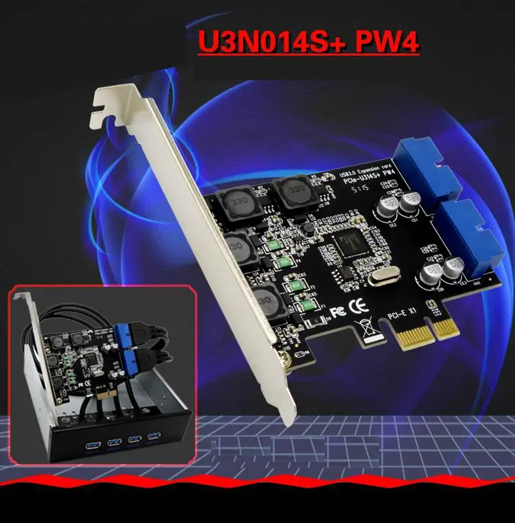 BEESCLOVER высокоскоростная USB 3.0 PCI-E 2 порта PCI Экспресс Плата расширения 19-контактный