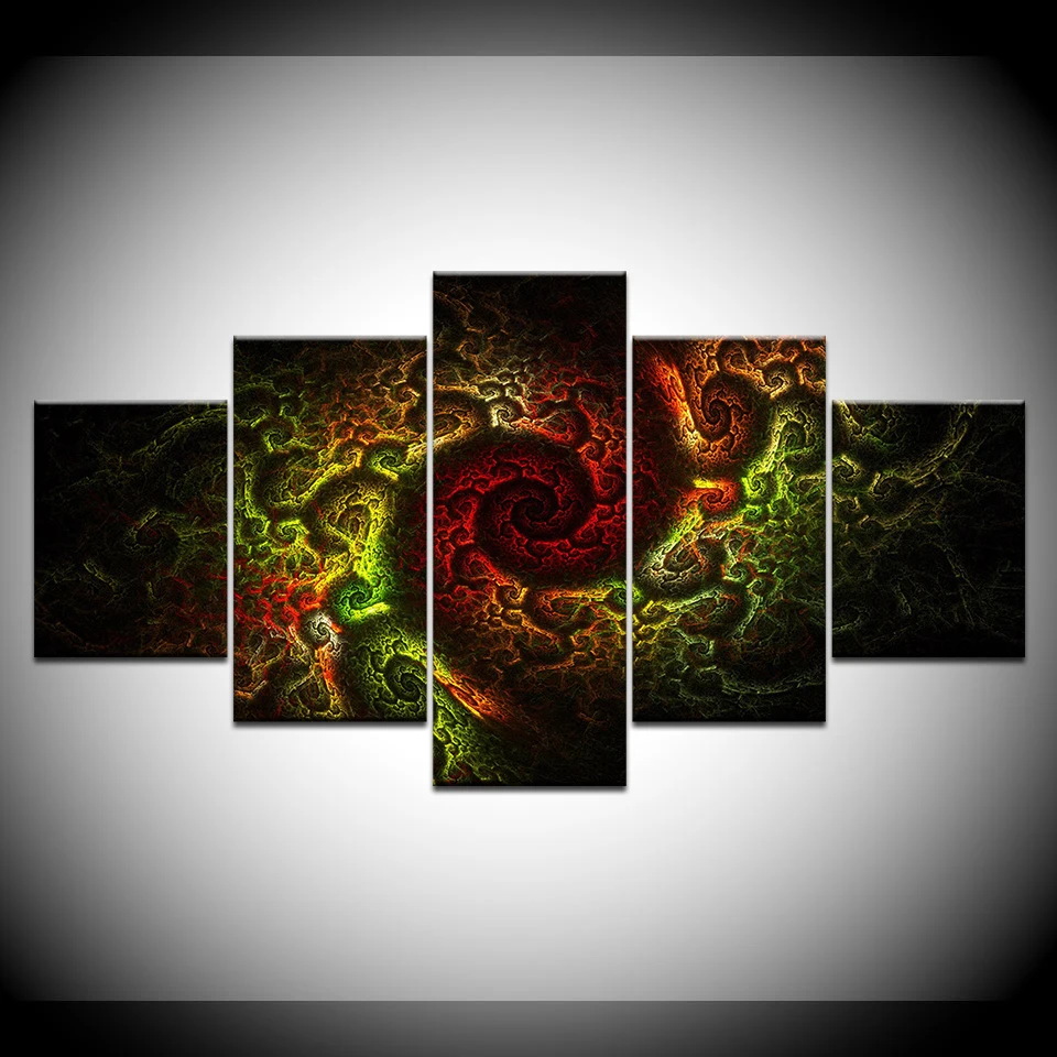 5 панелей модульный холст искусство абстрактная краска рисунок пятна Радуга