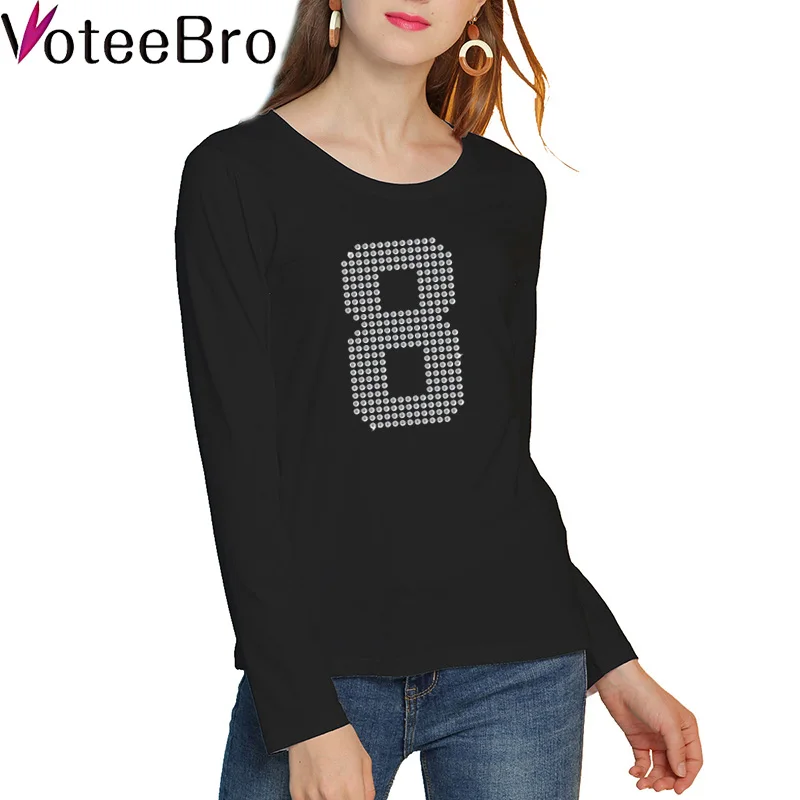 VoteeBro Новое поступление 2018 с круглым вырезом Broadcloth poleras де mujer moda Rhienstone количество