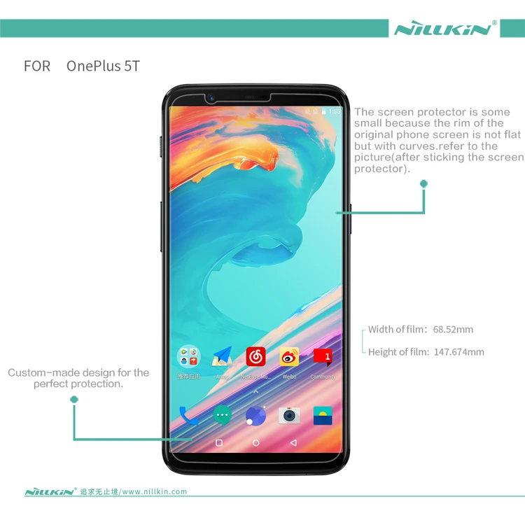 2 шт./лот NILLKIN Oneplus 5T защита экрана прозрачная PET Высокая четкость/матовая защитная пленка для One plus 5t