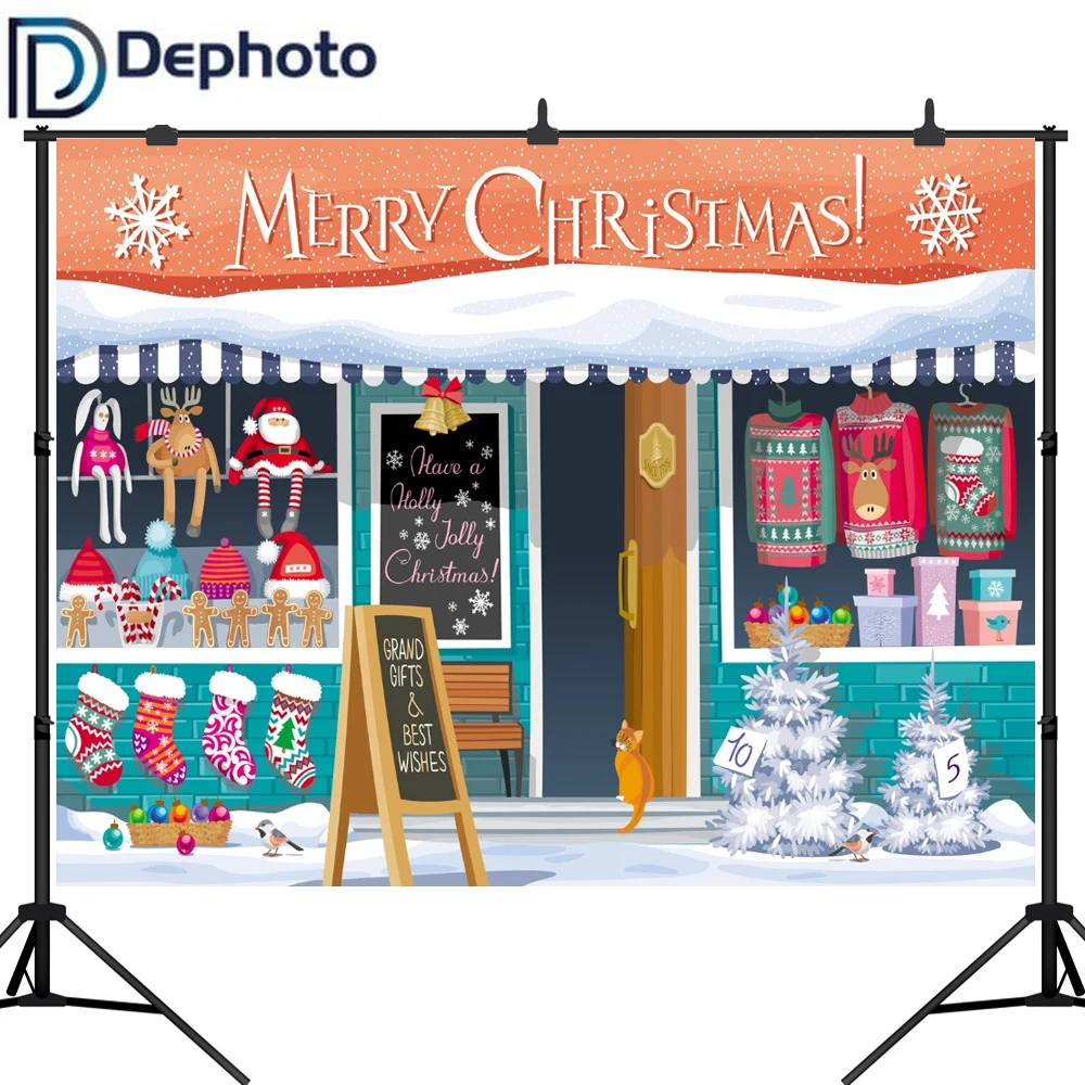 Dephoto Рождественский магазин фотография задник с игрушкой мультфильм фон