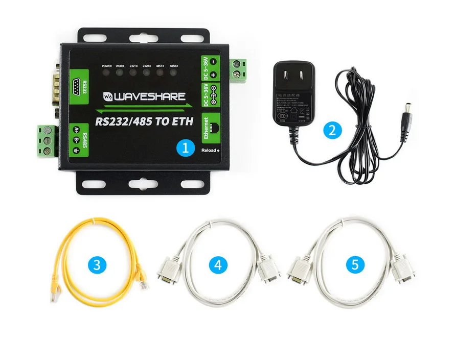 Waveshare промышленный конвертер RS232/RS485 в Ethernet с двумя последовательными портами