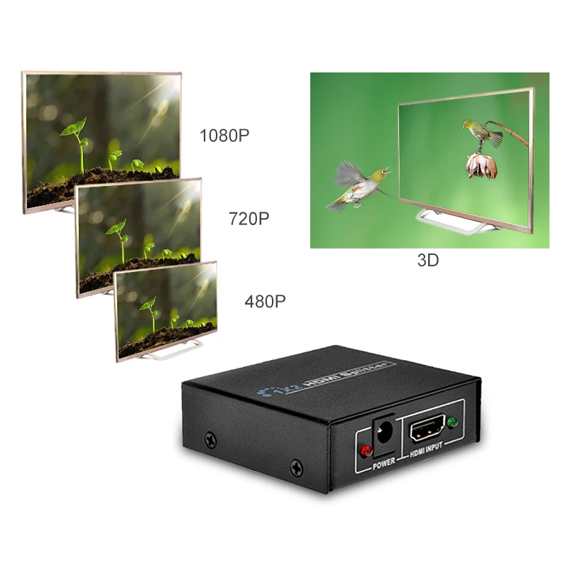Популярный разветвитель HD 1080P видео HDMI-совместимый коммутатор 1x2 адаптер для DVD
