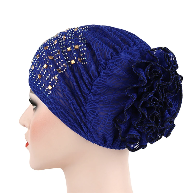 Women Rhinestone Cap Cancer Chemo Headscarf Hat Muslim Stretch Sleeping Scarf |